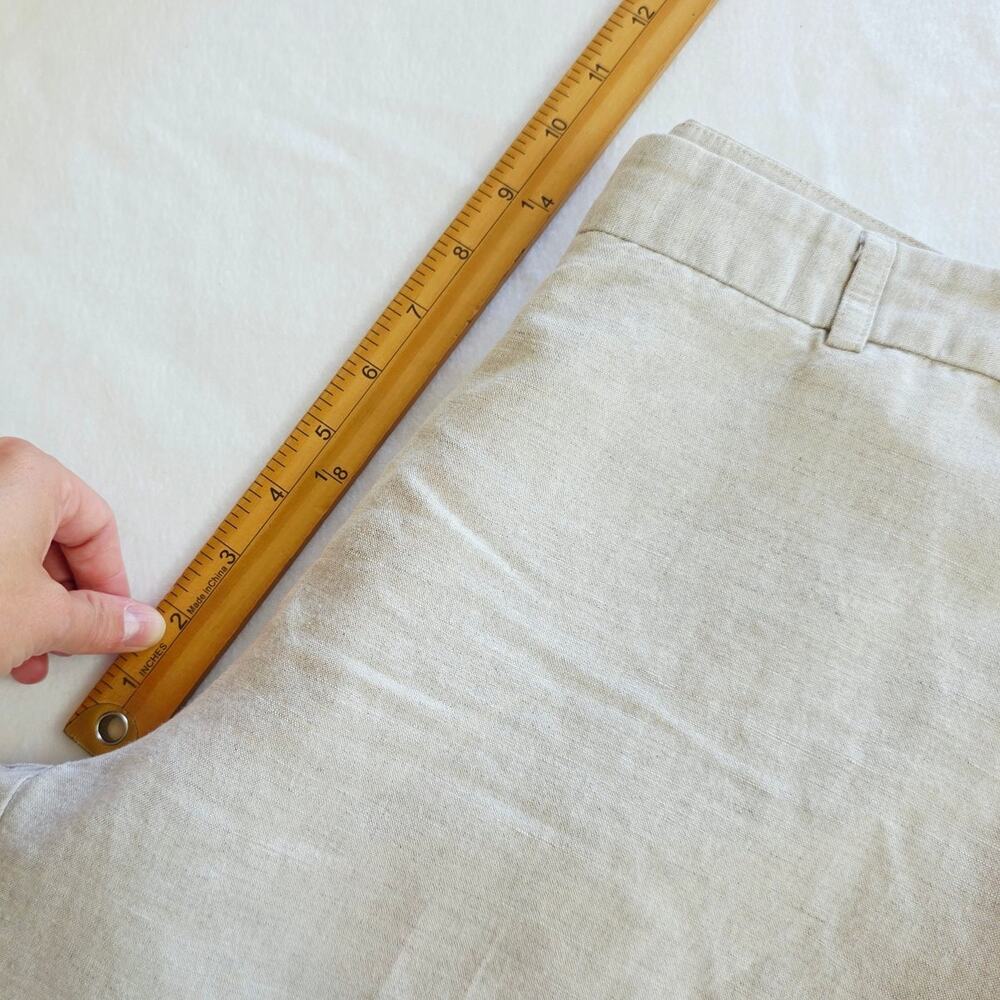 Van Heusen Studio Linen Blend Cropped Pants Capri 12 Beige Wide Leg Coastal Chic - Picture 12 of 15